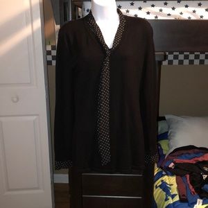 Black sweater top with detail neck. Size M